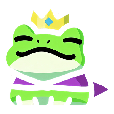 Pumple mascot, a laid-back crowned frog king